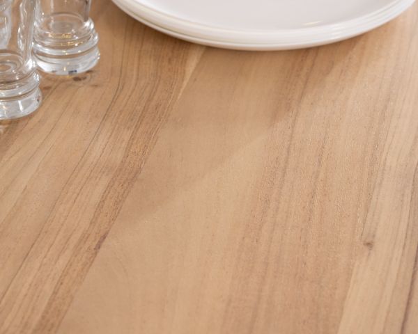 Mesa de comedor cuadrada de 120 cm de acacia con patas en forma de cruz de metal «3D» 