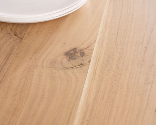 Mesa de comedor cuadrada de 140 cm de acacia con patas de metal «Mikado 3D»