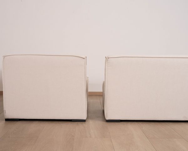 Sofá de exterior de 2 módulos «Sunset Bay» con tejido especial para exteriores en color crema