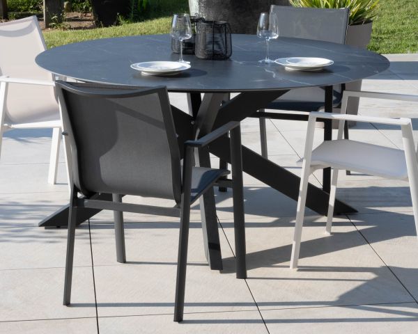 Silla de jardín de aluminio y tejido en color antracita «Campobello»