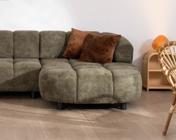 Sofá con ajuste eléctrico y chaise longue «Syltan» en tejido ultrasuave de color verde oscuro