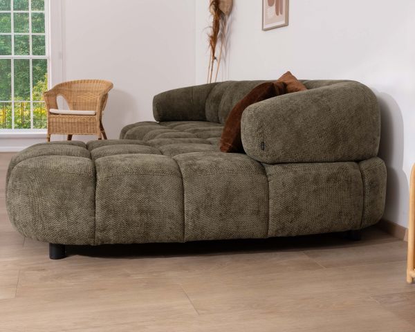 Sofá con ajuste eléctrico y chaise longue «Syltan» en tejido ultrasuave de color verde oscuro