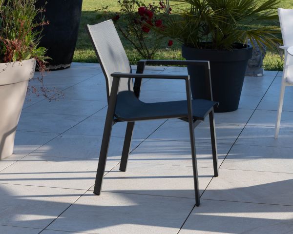Silla de jardín de aluminio y tejido en color antracita «Campobello»