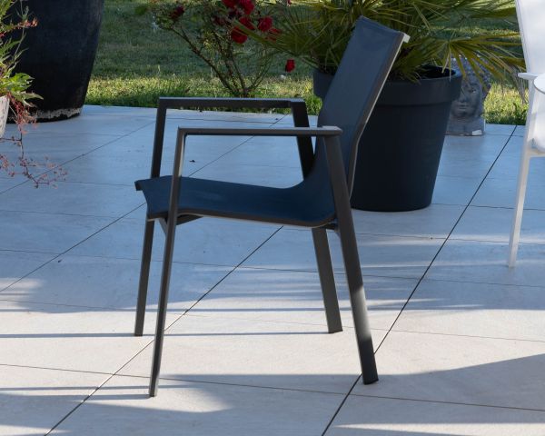 Silla de jardín de aluminio y tejido en color antracita «Campobello»