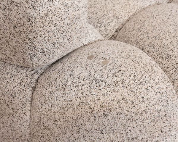 Sofá con asiento eléctrico y chaise longue a la derecha «Syltan», en tejido blanco roto con trama