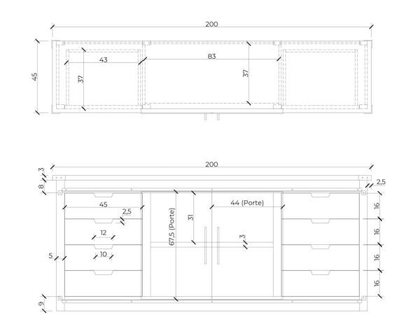 Aparador de metal y madera de 200 cm con puertas correderas «Caractère»