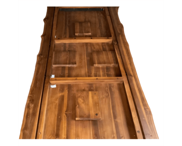 Mesa de madera maciza reciclada con patas en forma de estrella de metal negro, 200 cm, «Valley»