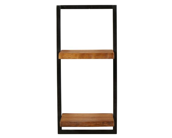 Estantería de pared de 2 baldas, de teca natural reciclada y metal «Ulva»