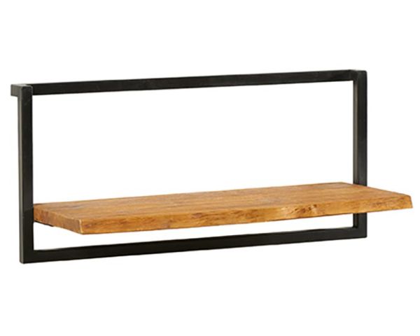 Estantería de un estante de teca reciclada y metal «Ulva»