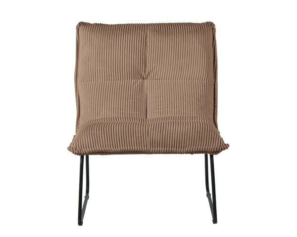 Lote de 2 sillones sin reposabrazos de terciopelo acanalado color camel «Calvin»