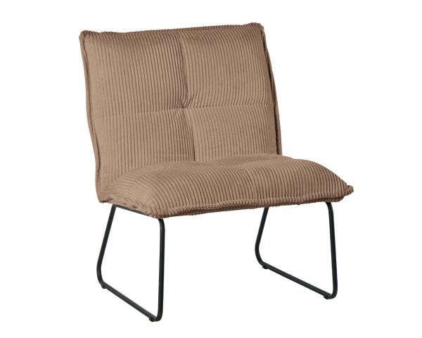 Lote de 2 sillones sin reposabrazos de terciopelo acanalado color camel «Calvin»