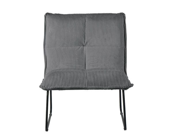 Lote de 2 sillones sin reposabrazos de terciopelo acanalado gris «Calvin»