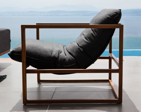 Sillón de jardín de teca y tela Sunbrella «Maluku Island»
