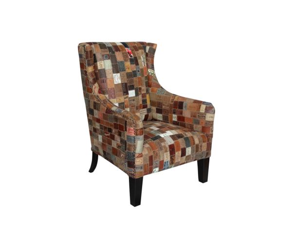 Sillón bergère 100 % único, de tela reciclada y madera «Pop Vintage»