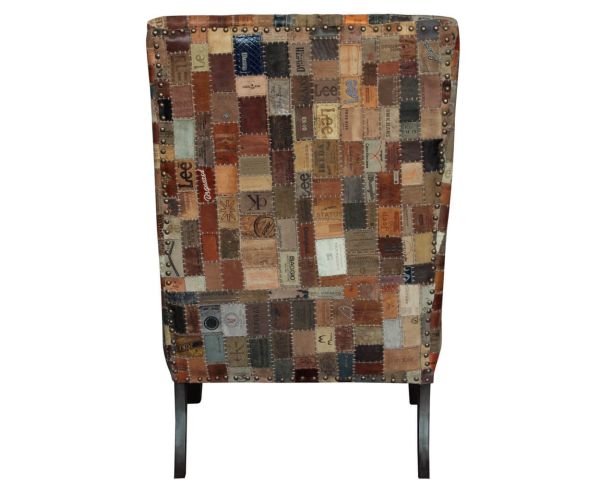 Sillón bergère 100 % único, de tela reciclada y madera «Pop Vintage»