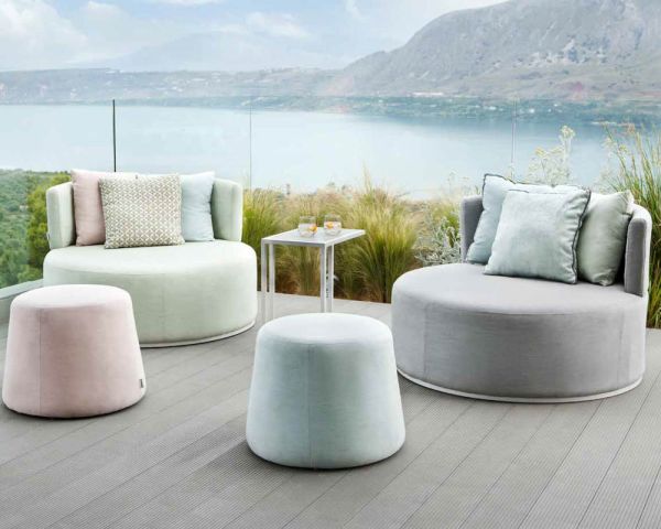 Sillón de jardín redondo de estilo pop, con tejido Sunbrella «Balangan Beach»