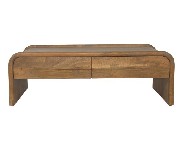 Table basse esprit néo-vintage en manguier teinte noyer "Spelano"