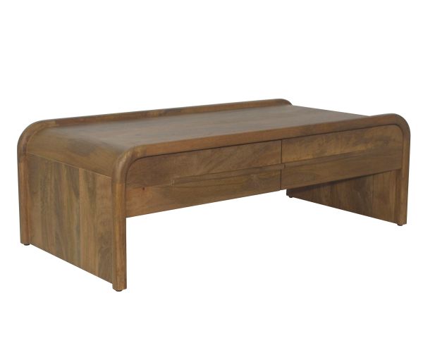 Table basse esprit néo-vintage en manguier teinte noyer "Spelano"