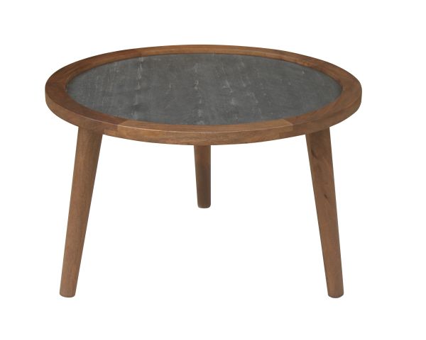 Duo de tables basses esprit rétro "Netty" plateaux placage pierre