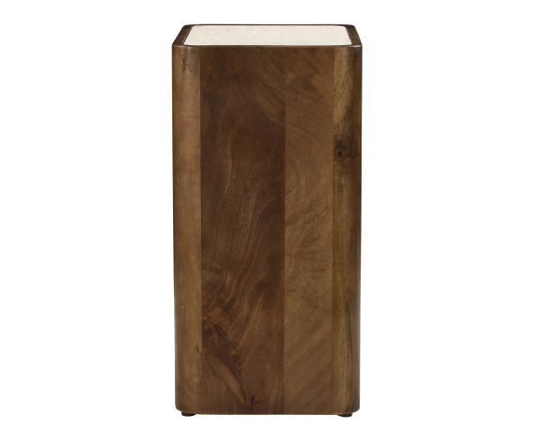 Table de chevet en bois foncé design organique "Netty" avec plateau effet travertin
