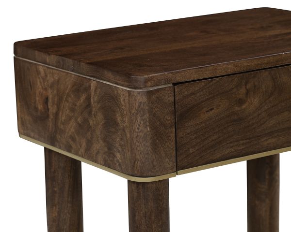 Table de chevet esprit rétro "Loopie" en manguier foncé