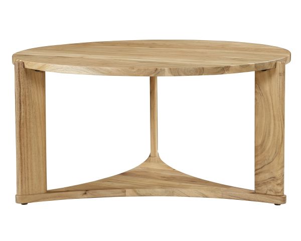 Mesa de salón redonda de diseño minimalista «Trudy», de madera maciza de acacia