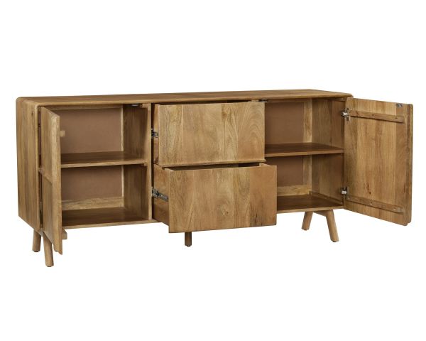 Buffet en manguier 160 cm "Becky" 2 portes 2 tiroirs avec pieds compas