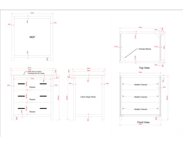 Mueble de cocina con 3 cajones para ollas «Grand Chef»