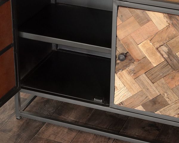 Estantería industrial de 180 x 90 cm, de metal gris y madera de mango «Kaloupilé»