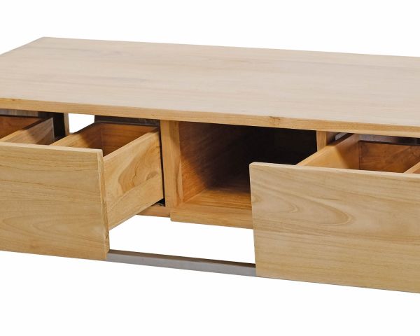 Mueble suspendido para lavabo de teca con toallero, 140 cm, «Tika»