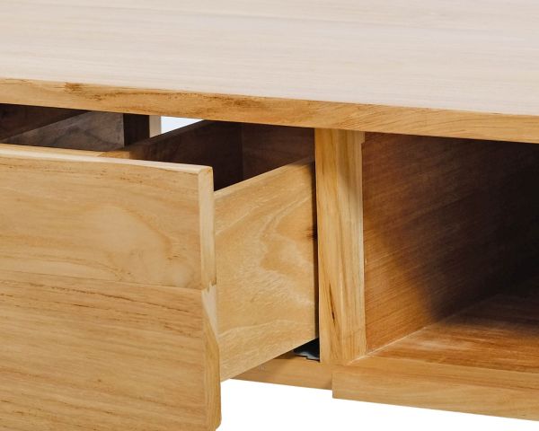 Mueble suspendido para lavabo de teca con toallero de 80 cm «Tika»