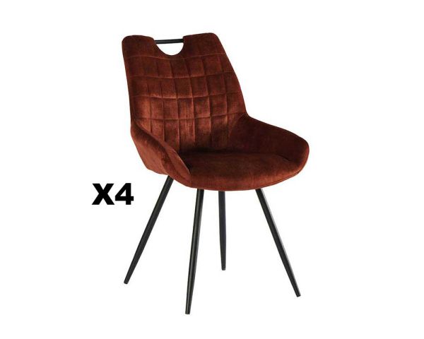 Lote de 4 sillas de mesa vintage negras y de color óxido «Dina» de Casita