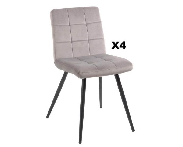 Juego de 4 sillas de comedor grises y negras «Sando», de tela y metal