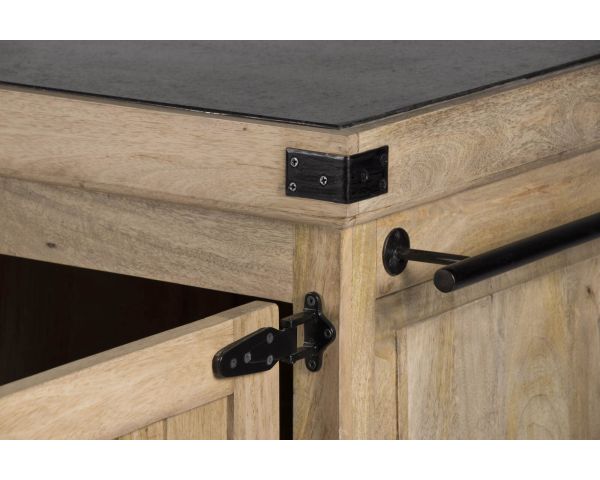 Gran tabla de cortar de madera maciza con superficie de piedra «Grand Chef», 165 cm