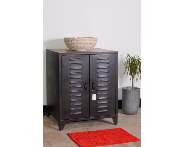 Mueble de lavabo de baño de estilo industrial en metal negro 