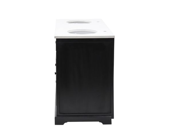 Mueble de baño negro con encimera de cuarzo blanco «Elégance»