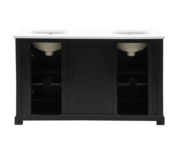Mueble de baño negro con encimera de cuarzo blanco «Elégance»