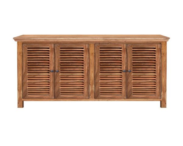 Aparador de madera natural de estilo colonial «Kerala» con 4 puertas