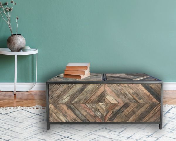 Mesa de centro tipo bar de metal y madera industrial de 100 cm «Wood»