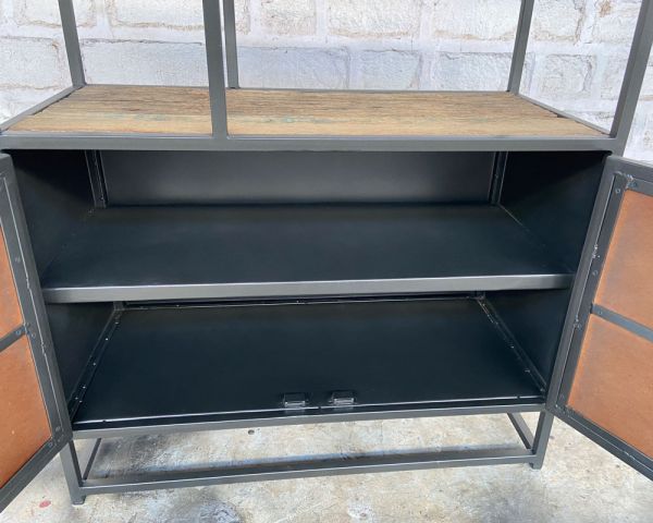 Estantería industrial de 180 x 90 cm, de metal gris y madera de mango «Kaloupilé»