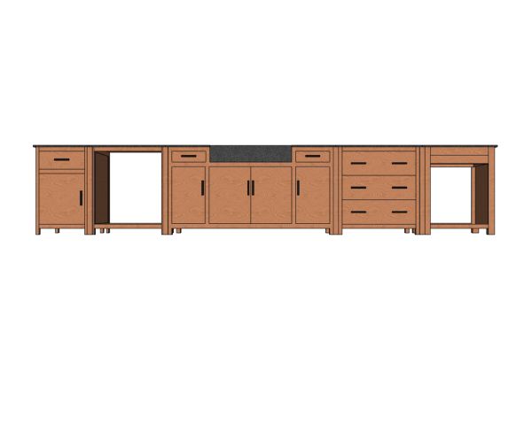 Mueble de fregadero de madera maciza y piedra, 164 cm, «Grand Chef»