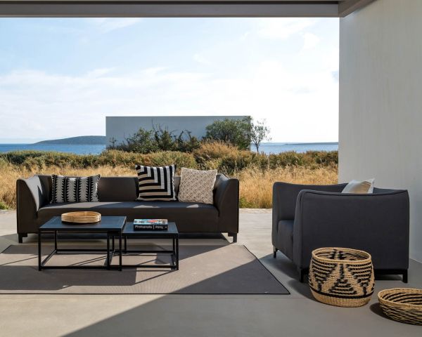 Conjunto de jardín en aluminio gris oscuro y tejido Sunbrella «Andaman Island»