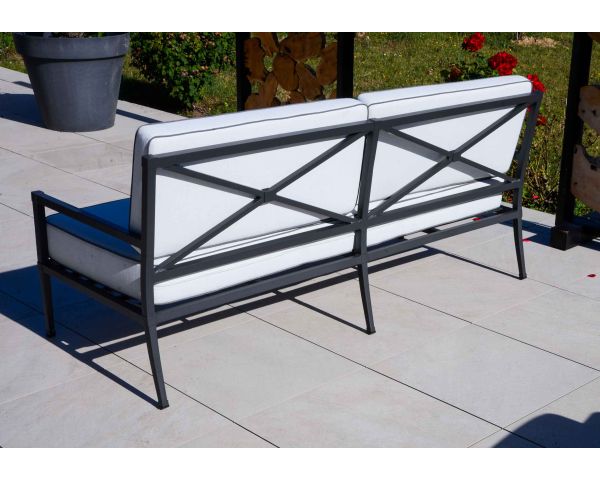 Conjunto clásico de 3 piezas de muebles de jardín en gris, de aluminio y tela «Chambord»