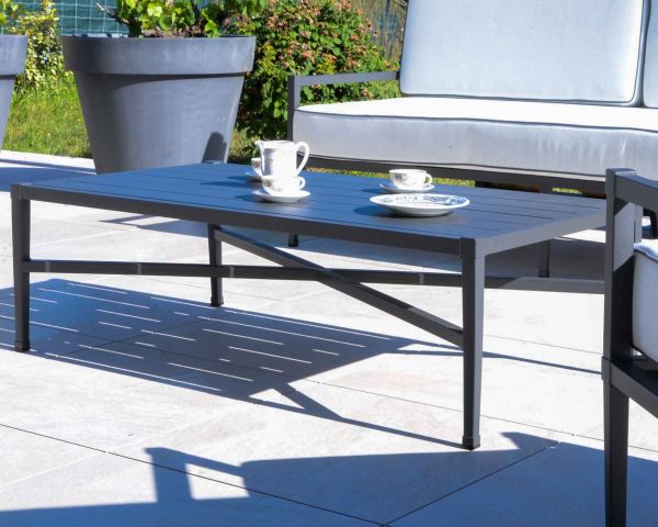 Mesa de centro rectangular de estilo clásico y elegante, de aluminio, «Chambord»