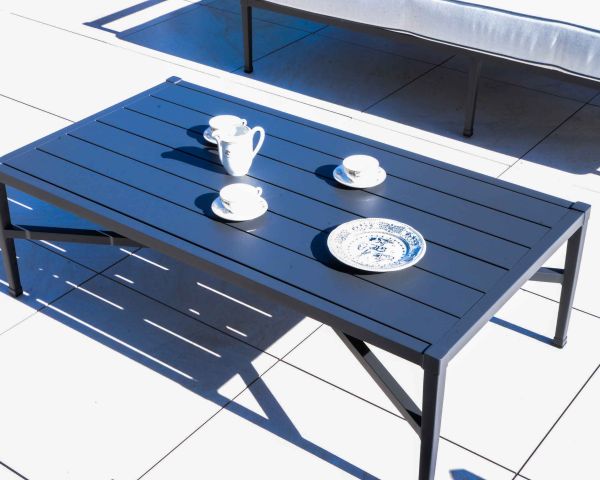 Mesa de centro rectangular de estilo clásico y elegante, de aluminio, «Chambord»