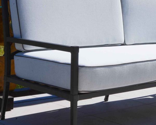 Conjunto clásico de 3 piezas de muebles de jardín en gris, de aluminio y tela «Chambord»