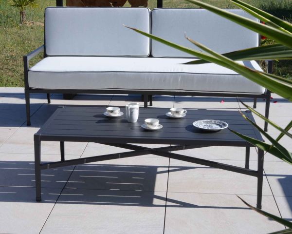 Mesa de centro rectangular de estilo clásico y elegante, de aluminio, «Chambord»
