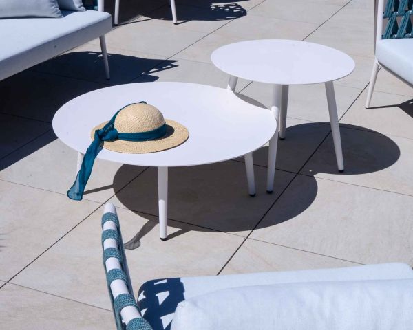 Juego de 2 mesas de centro redondas de aluminio blanco «Saumur»