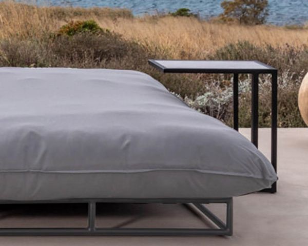 Tumbona doble tipo lounge de aluminio y tela para exterior de color gris claro «Sipura Island»