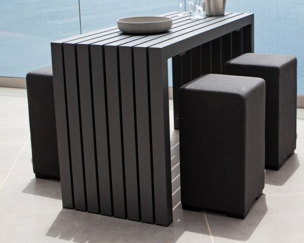 Mesa de bar para exterior de aluminio negro de 160 cm «Java Island»